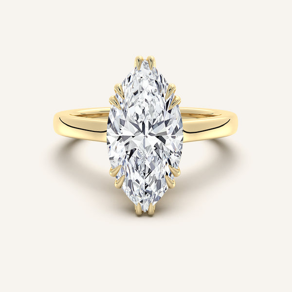 Double Claw Hidden Halo Engagement Ring | 14k Yellow Gold