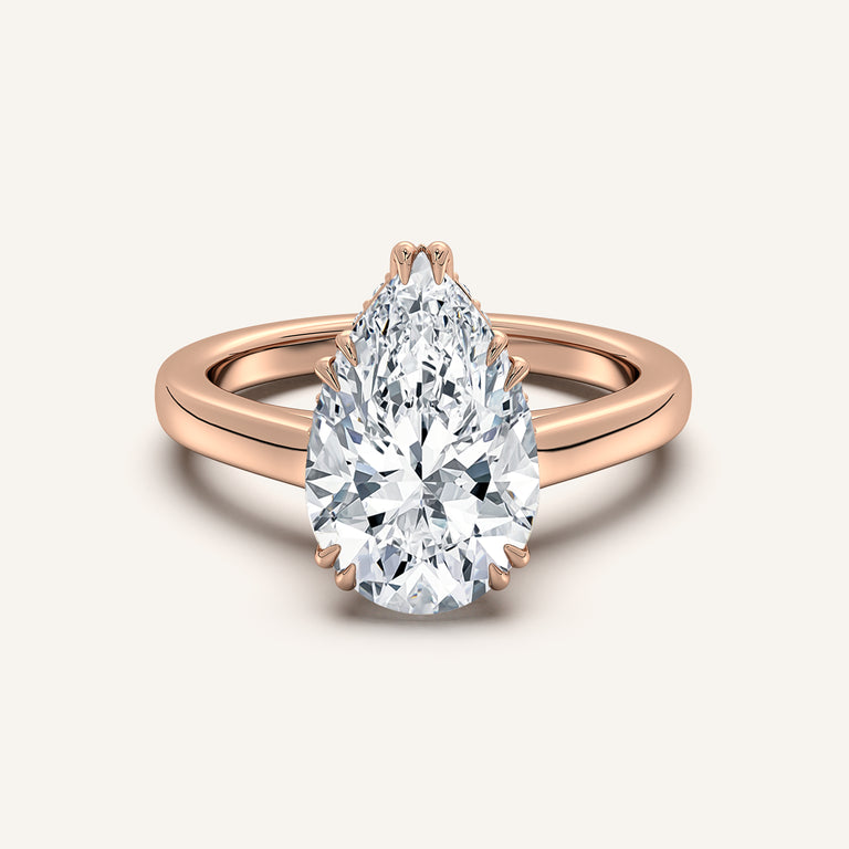 Image for Double Claw Hidden Halo Engagement Ring | 14k Rose Gold
