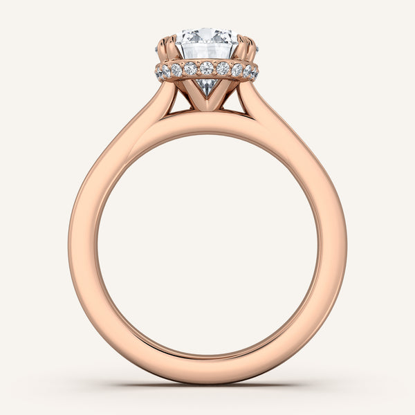 Double Claw Hidden Halo Engagement Ring | 18k Rose Gold