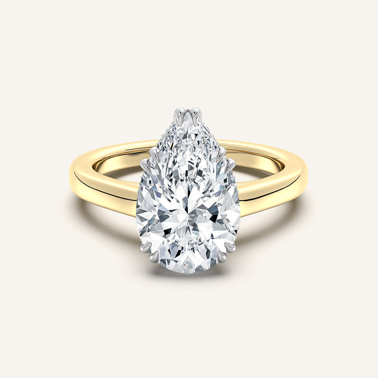 Image for Double Claw Hidden Halo Engagement Ring | 18k Two Tone