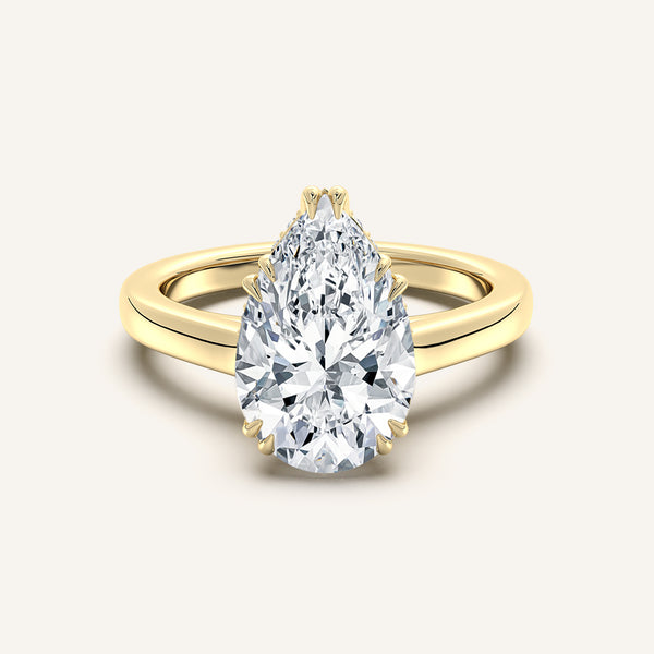Double Claw Hidden Halo Engagement Ring | 18k Yellow Gold