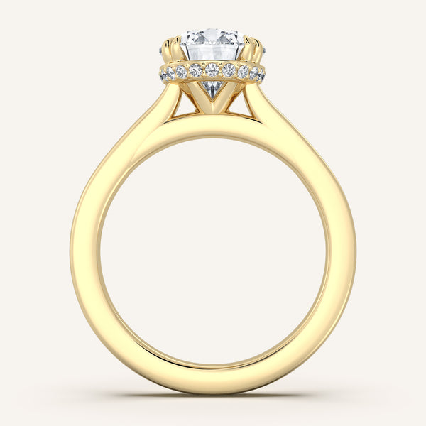 Double Claw Hidden Halo Engagement Ring | 18k Yellow Gold
