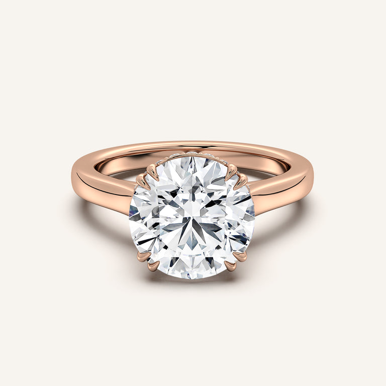 Image for Double Claw Hidden Halo Engagement Ring | 14k Rose Gold