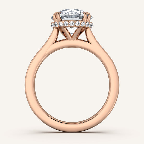 Double Claw Hidden Halo Engagement Ring | 14k Rose Gold