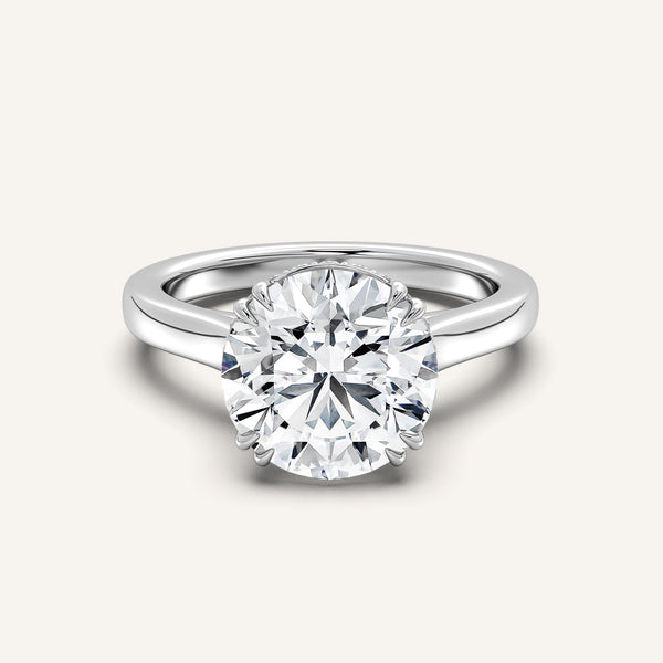 Double Claw Hidden Halo Engagement Ring | 14k White Gold