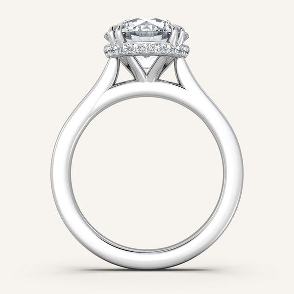 Double Claw Hidden Halo Engagement Ring | 14k White Gold
