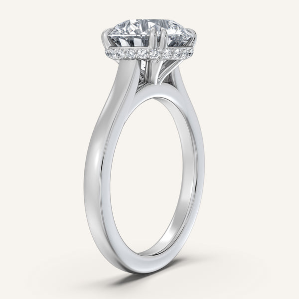 Round Double Claw Engagement Ring | 18k White Gold