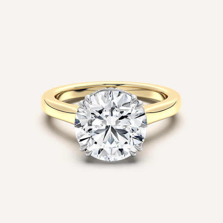 Image for Double Claw Hidden Halo Engagement Ring | 18k Two Tone