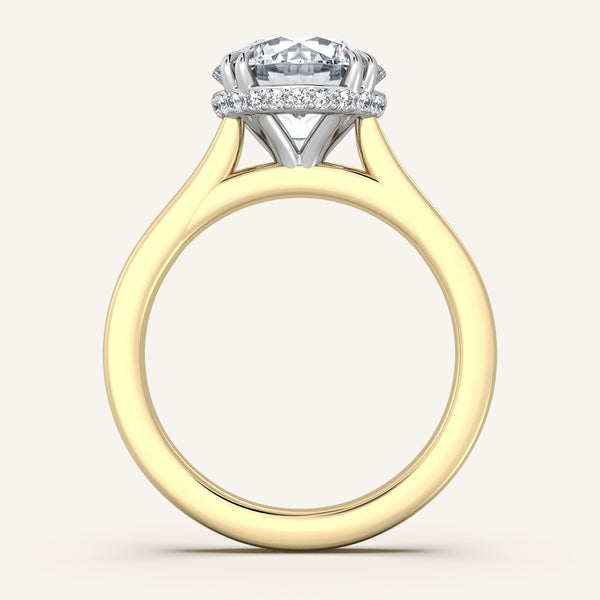 Double Claw Hidden Halo Engagement Ring | 14k Two Tone