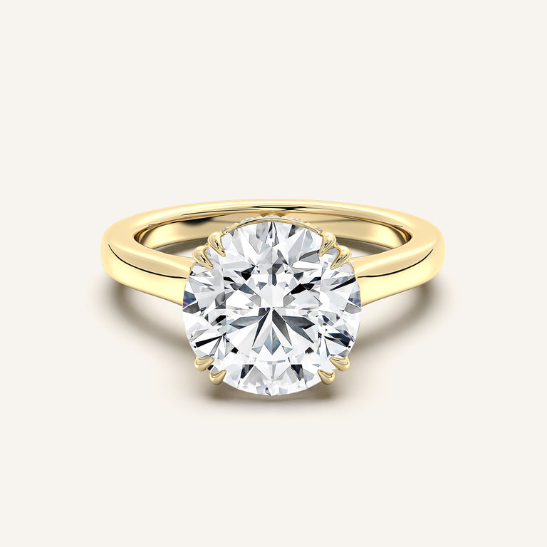 Image for Double Claw Hidden Halo Engagement Ring | 18k Yellow Gold