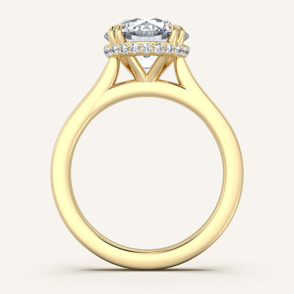 Double Claw Hidden Halo Engagement Ring | 14k Yellow Gold