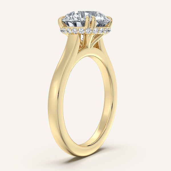 Round Double Claw Engagement Ring | 18k Yellow Gold