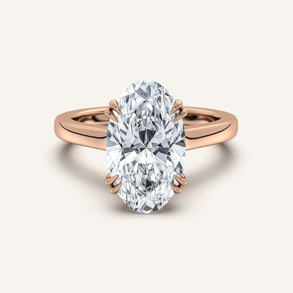 Moval Double Claw Engagement Ring | 18k Rose Gold