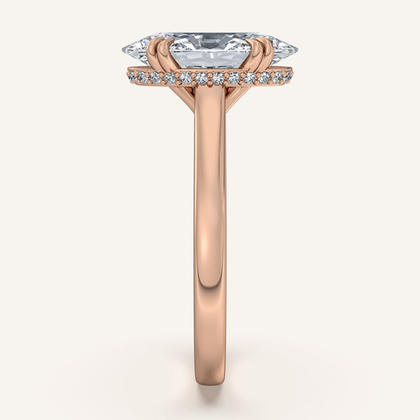 Moval Double Claw Engagement Ring | 18k Rose Gold