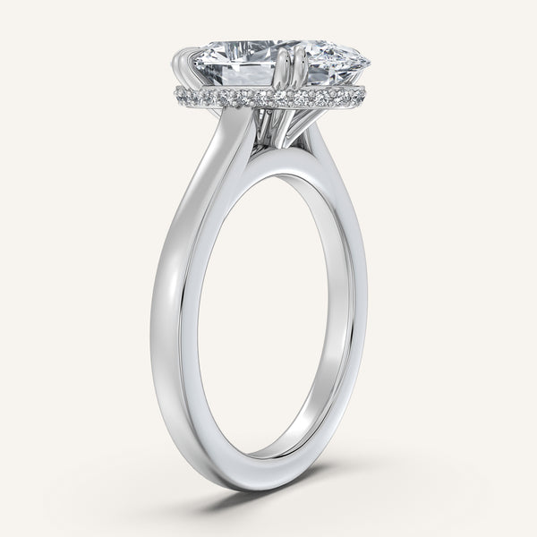 Moval Double Claw Engagement Ring | 18k White Gold