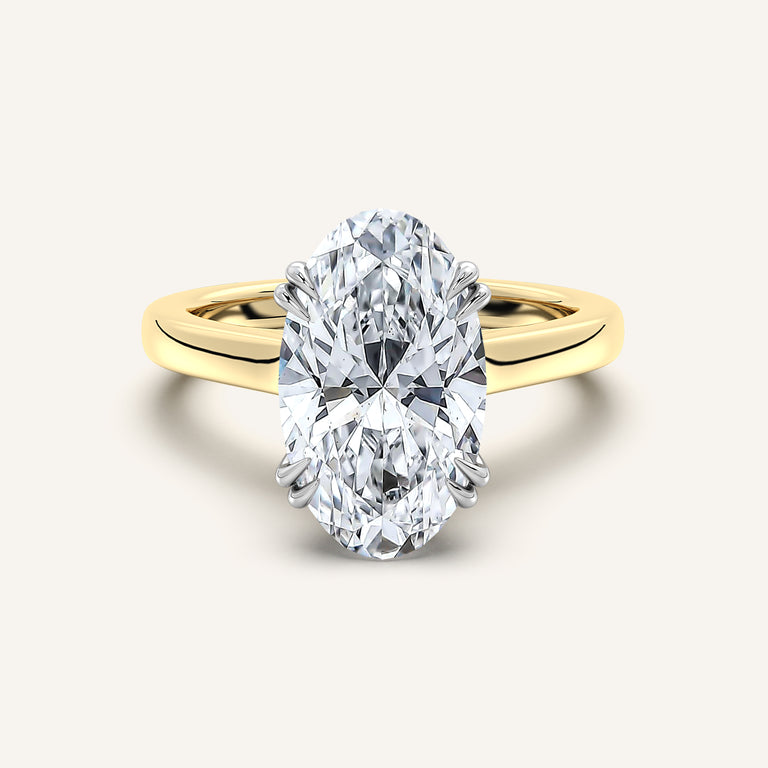 Image for Moval Double Claw Engagement Ring | 18k Two Tone