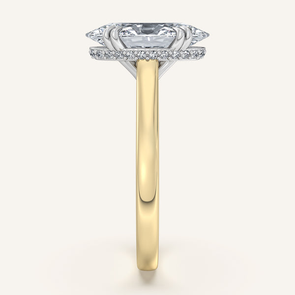 Moval Double Claw Engagement Ring | 18k Two Tone