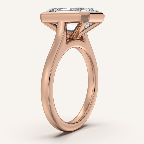 Emerald Cathedral Bezel Set Engagement Ring | 18k Rose Gold
