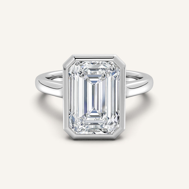 Image for Emerald Cathedral Bezel Set Engagement Ring | 14k White Gold