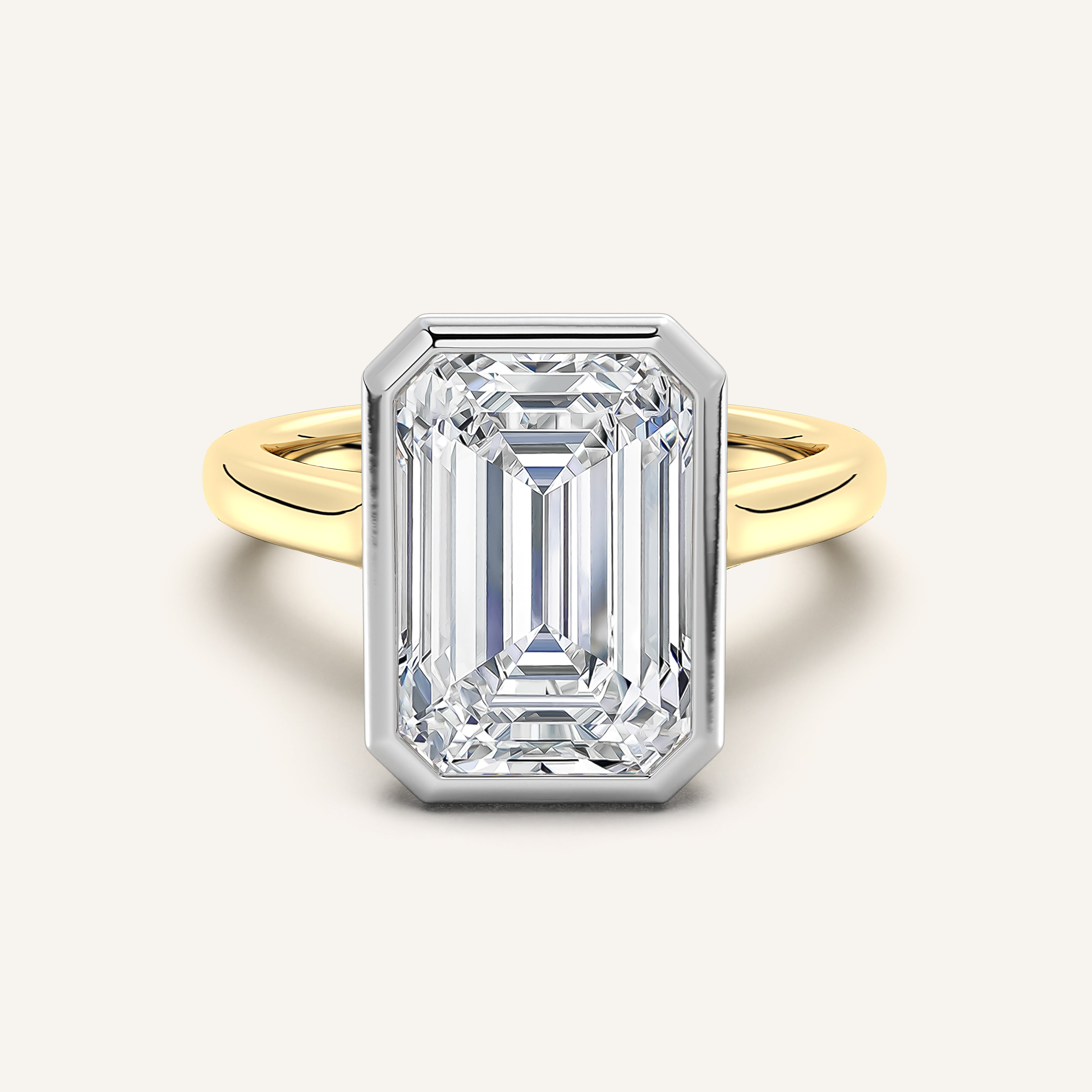 Image for Emerald Cathedral Bezel Set Engagement Ring | 18k Two Tone