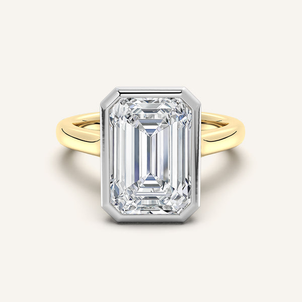 Cathedral Bezel Set Engagement Ring | 14k Two Tone
