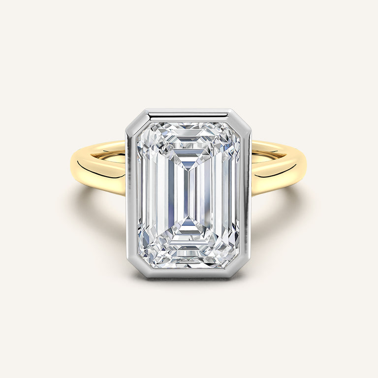 Image for Emerald Cathedral Bezel Set Engagement Ring | 14k Two Tone