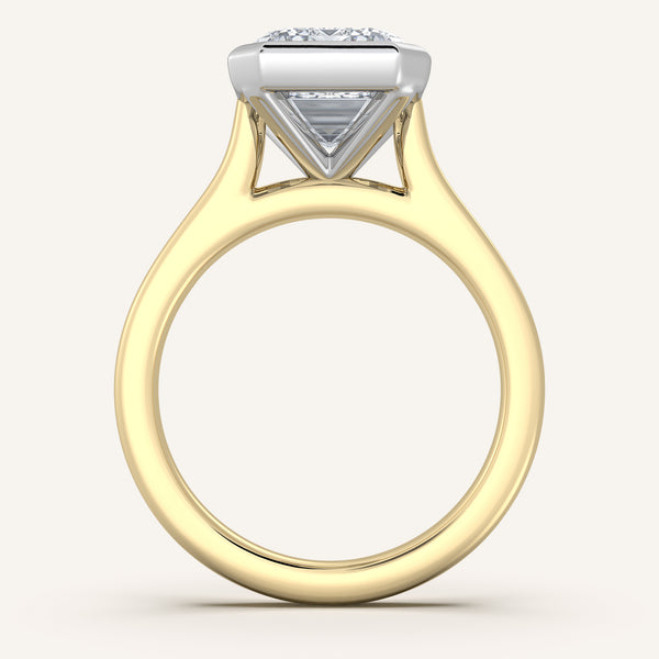 Cathedral Bezel Set Engagement Ring | 14k Two Tone