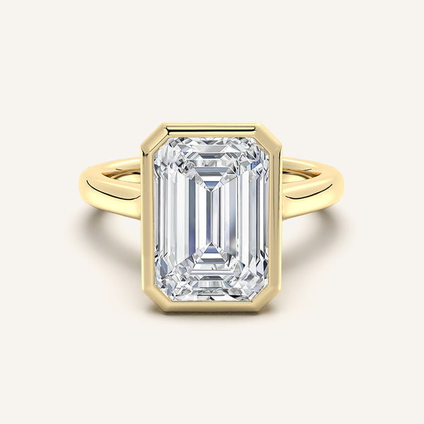 Cathedral Bezel Set Engagement Ring | 14k Yellow Gold