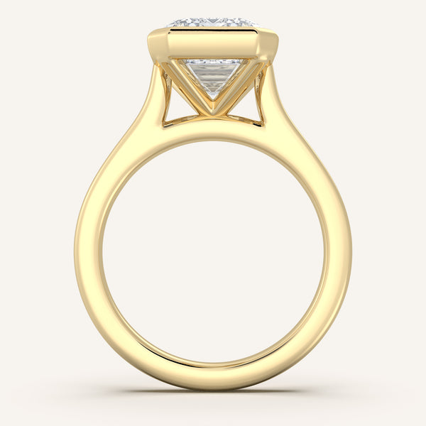 Emerald Cathedral Bezel Set Engagement Ring | 14k Yellow Gold