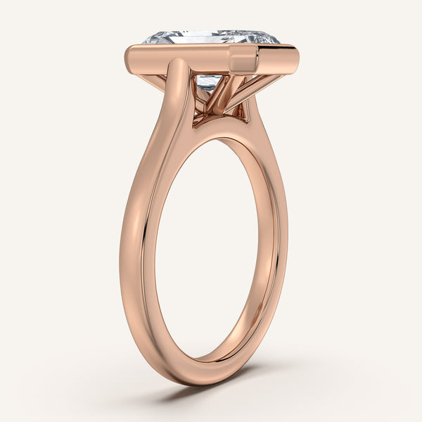 Radiant Cathedral Bezel Set Engagement Ring | 18k Rose Gold