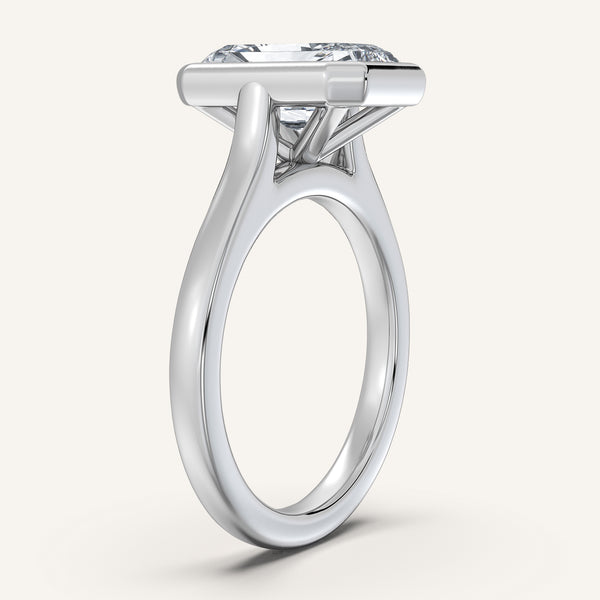 Radiant Cathedral Bezel Set Engagement Ring | 14k White Gold