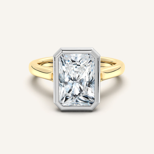 Cathedral Bezel Set Engagement Ring | 14k Two Tone