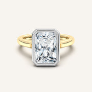 Image for Radiant Cathedral Bezel Set Engagement Ring | 14k Two Tone
