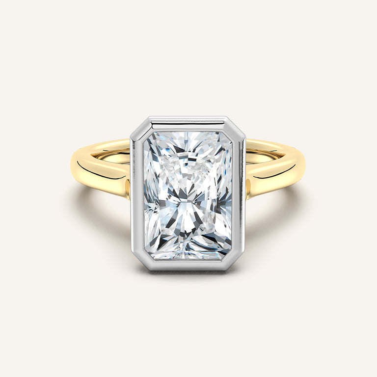 Image for Radiant Cathedral Bezel Set Engagement Ring | 14k Two Tone