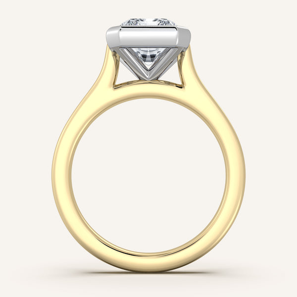 Cathedral Bezel Set Engagement Ring | 14k Two Tone