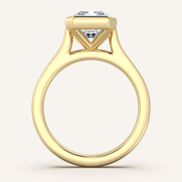 Radiant Cathedral Bezel Set Engagement Ring | 14k Yellow Gold