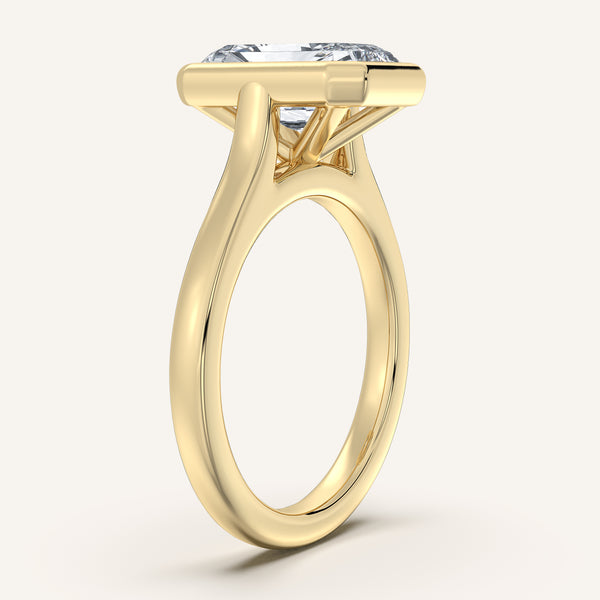 Radiant Cathedral Bezel Set Engagement Ring | 14k Yellow Gold