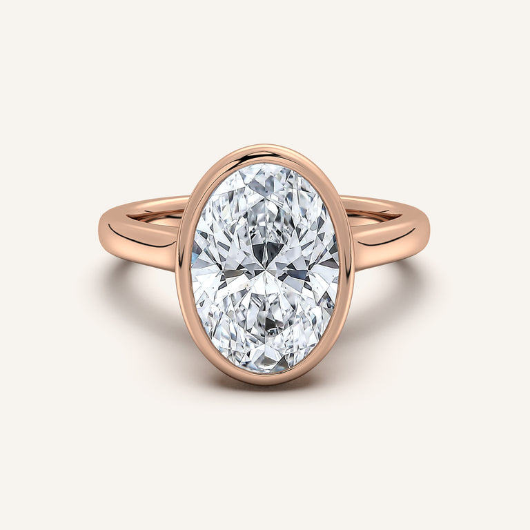 Image for Oval Cathedral Bezel Set Engagement Ring | 14k Rose Gold