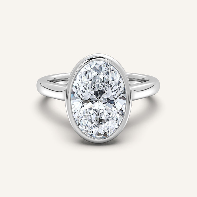 Image for Oval Cathedral Bezel Set Engagement Ring | 14k White Gold