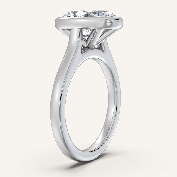 Oval Cathedral Bezel Set Engagement Ring | 18k White Gold