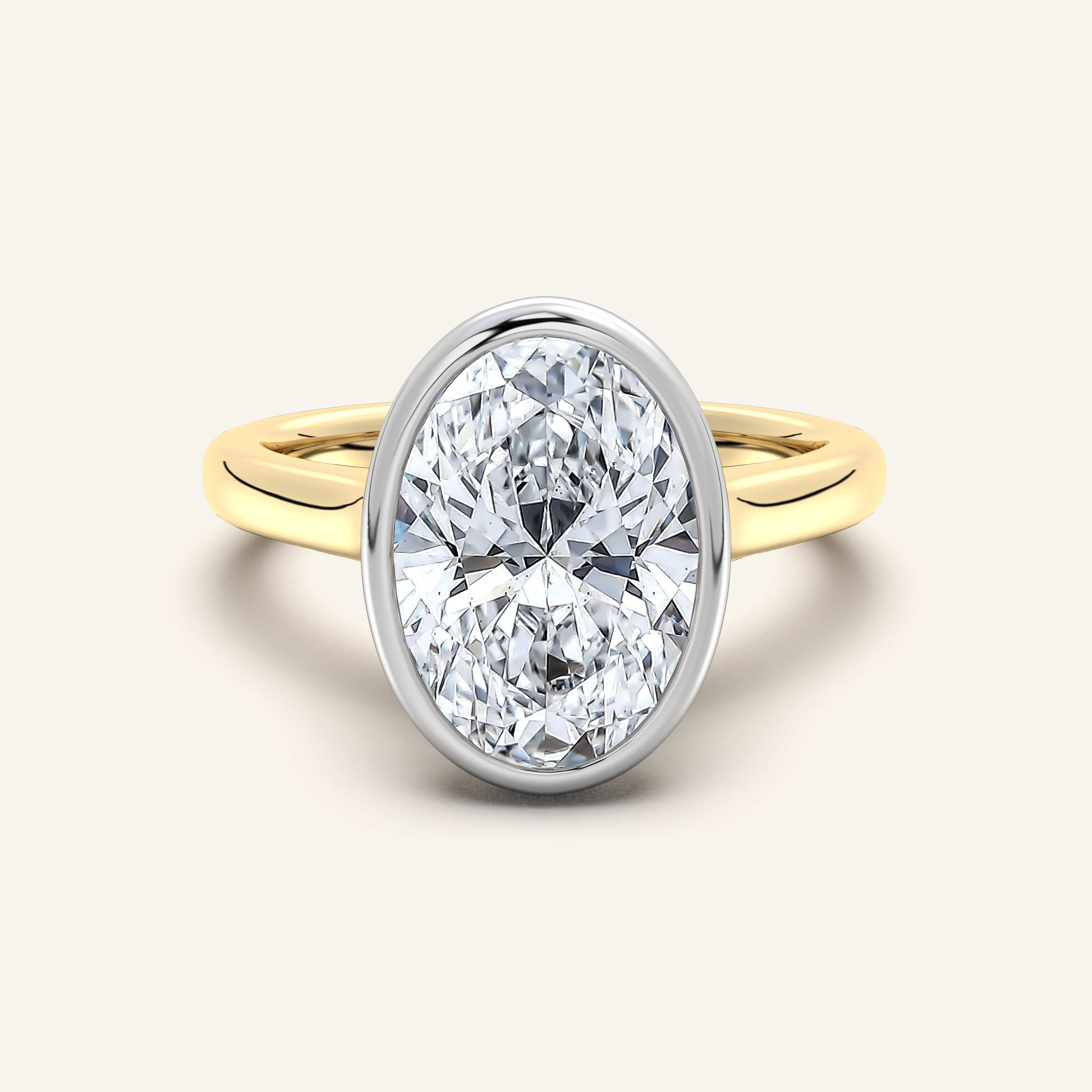 Image for Oval Cathedral Bezel Set Engagement Ring | 14k Two Tone