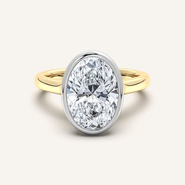 Cathedral Bezel Set Engagement Ring | 14k Two Tone