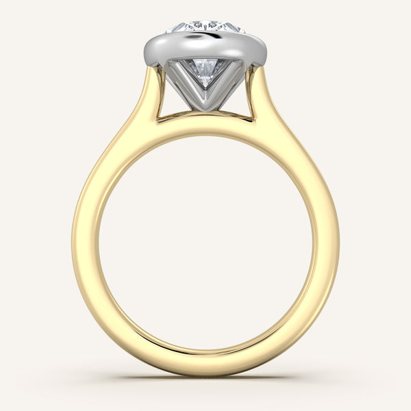 Cathedral Bezel Set Engagement Ring | 18k Two Tone