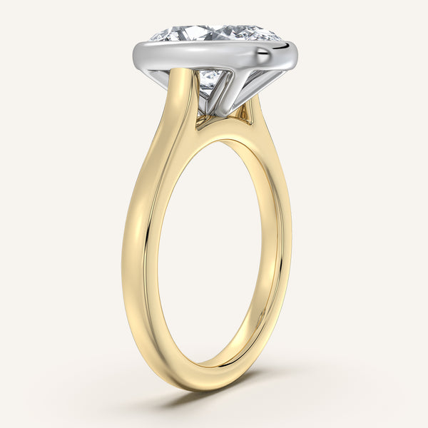 Oval Cathedral Bezel Set Engagement Ring | 18k Two Tone