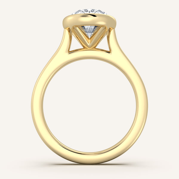 Cathedral Bezel Set Engagement Ring | 14k Yellow Gold