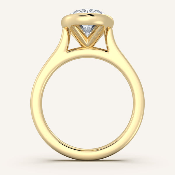 Cathedral Bezel Set Engagement Ring | 18k Yellow Gold