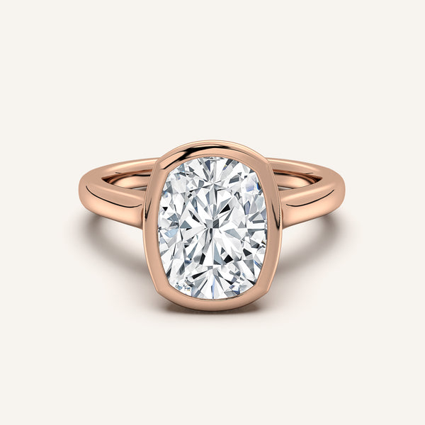 Cathedral Bezel Set Engagement Ring | 14k Rose Gold