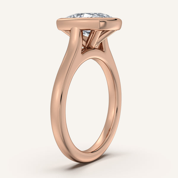 Cushion Cathedral Bezel Set Engagement Ring | 18k Rose Gold