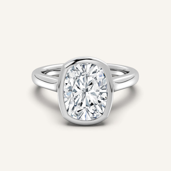 Cathedral Bezel Set Engagement Ring | 14k White Gold