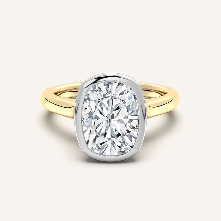 Image for Cushion Cathedral Bezel Set Engagement Ring | 14k Two Tone